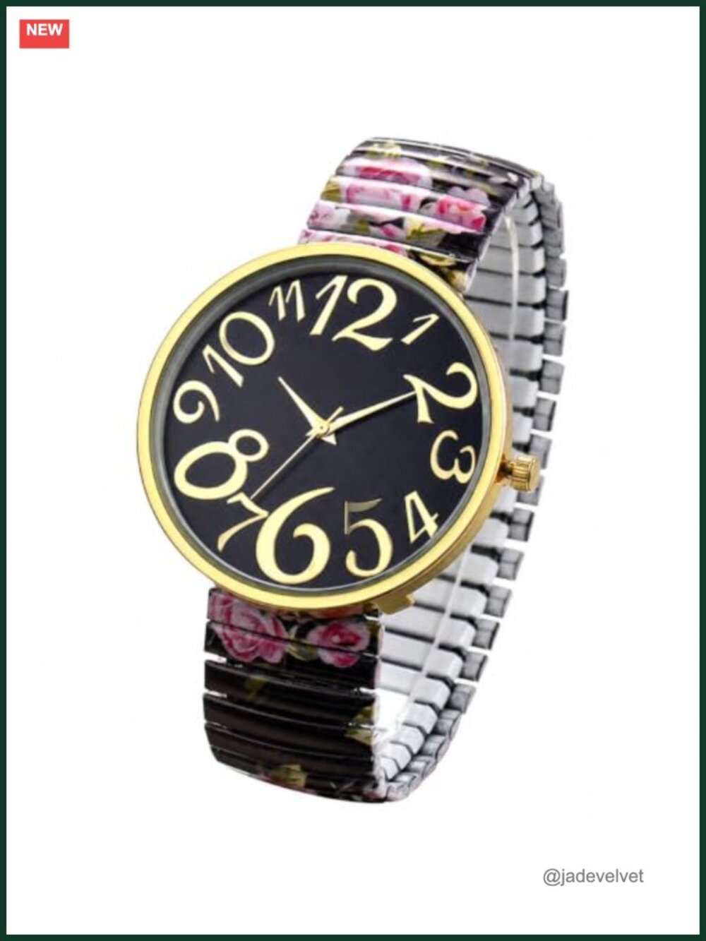 Bohemian Easy Reader Stretch Band Wrist Watch Floral Elastic Strap Waterproof